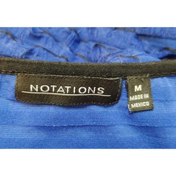 NOTATIONS Womens M Royal Blue Ruffle 3/4 Sleeve Formal Evening Blouse - Picture 3 of 3